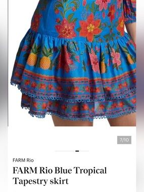 FARM Rio Blue Tropical Tapestry Tiered Mini Skirt [Size s]